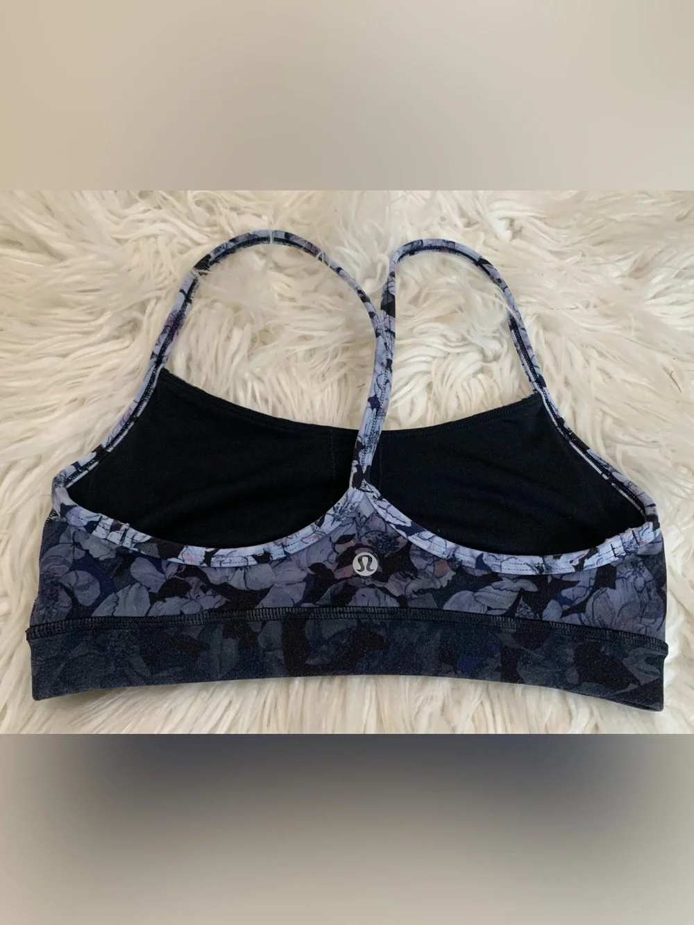 Lululemon Flow Y Bra Nulu Nightfall Blossom Blue Purple Size 6
